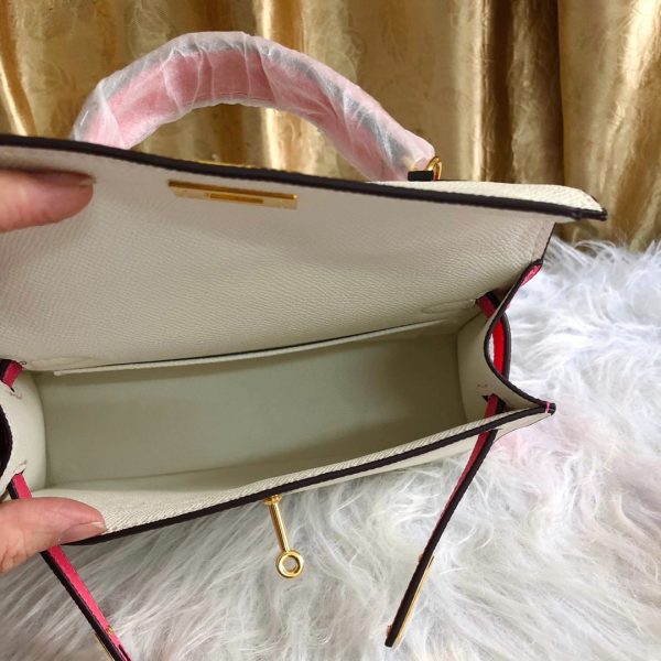 HERMÈS HSS KELLY SELLIER AZALEE EPSOM GOLD HARDWARE NATA AND ROSE 22CM