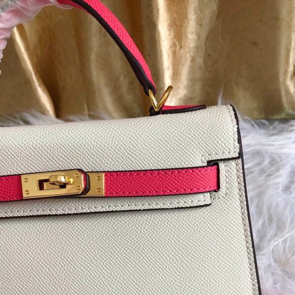 HERMÈS HSS KELLY SELLIER AZALEE EPSOM GOLD HARDWARE NATA AND ROSE 22CM