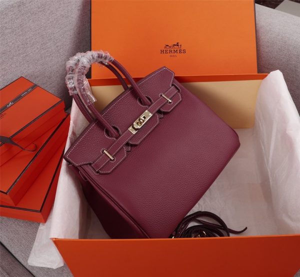 HERMÈS BIRKIN B25 TOGO GRENAT GHW ROUGE GRENAT 25CM