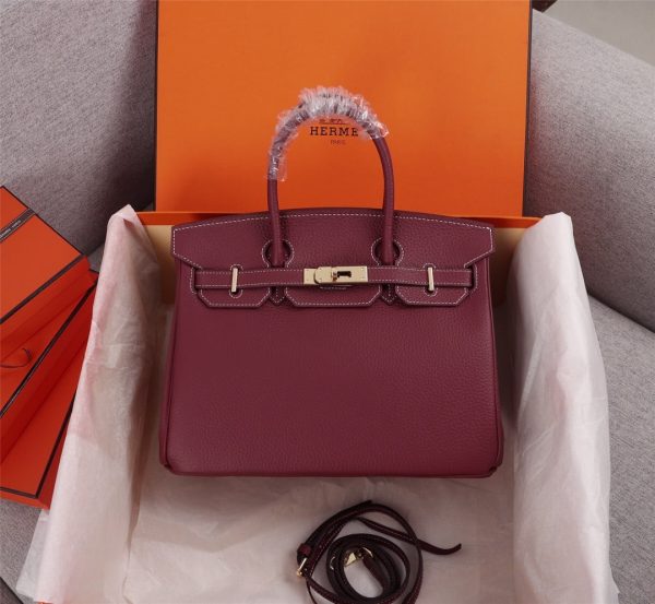 HERMÈS BIRKIN B25 TOGO GRENAT GHW ROUGE GRENAT 25CM