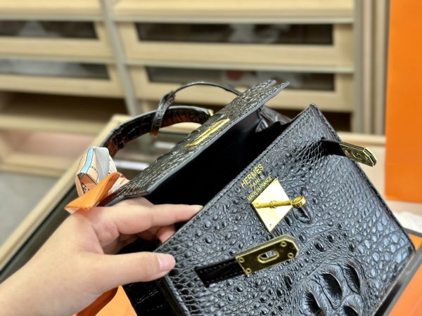 HERMES KELLY CROCODILE BLACK 25CM