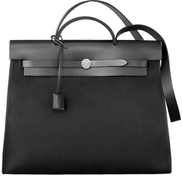 HERMES HERBAG ZIP 31 BAG PALLADIUM HARDWARE BLACK 31CM