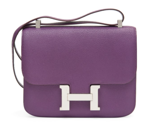 HERMES CONSTANCE MINI EPSOM SILVER-TONED HARDWARE VIOLET 14CM