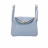 HERMÈS LINDY CLEMENCE LEATHER GHW BLUE 26CM