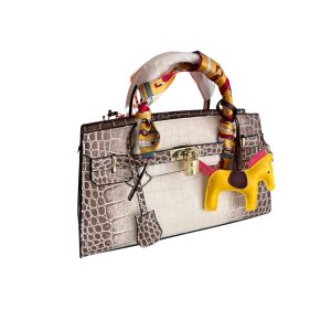 HERMES BIRKIN 30 CROCODILE GOLD HARDWARE HIMALAYA WHITE 30CM