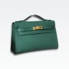 HERMES MINI KELLY POCHETTE GOLD TONED HARDWARE DARK GREEN 22CM