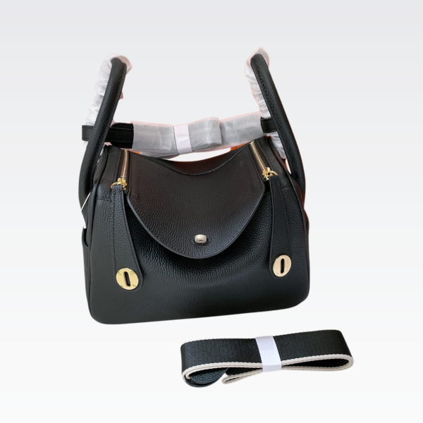 HERMES LINDY MINI TOGO BAG GOLD HARDWARE BLACK 19CM