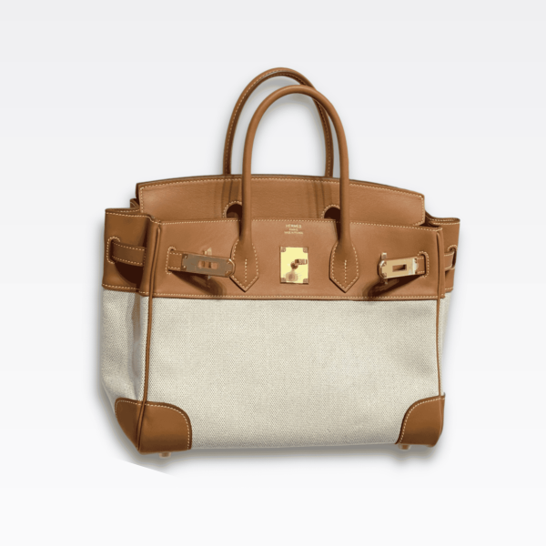 HERMES BIRKIN 25 BI-MATERIAL GOLD TONED HARDWARE BROWN 25CM