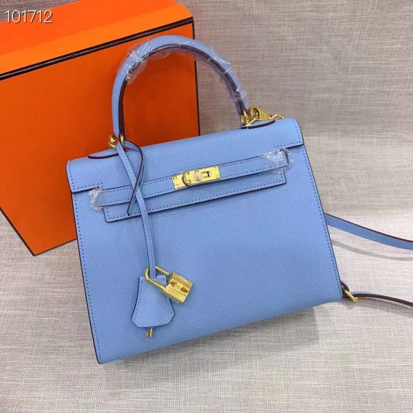 HERMES KELLY NEW BLUE GOLD HARDWARE EPSOM 25