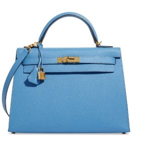 HERMES KELLY NEW BLUE GOLD HARDWARE EPSOM 25