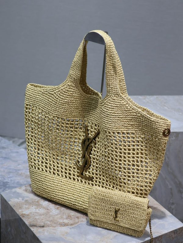 SL Icare Maxi Shopping Bag Raffia Knit