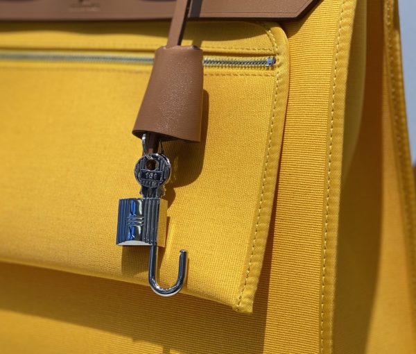 HERMES HERBAG ZIP 31 BAG PALLADIUM HARDWARE YELLOW 31CM