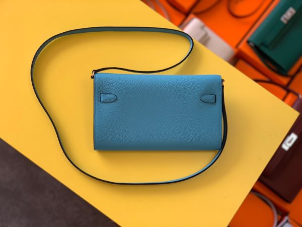 HERMES KELLY CLASSIQUE TO GO WALLET BLUE