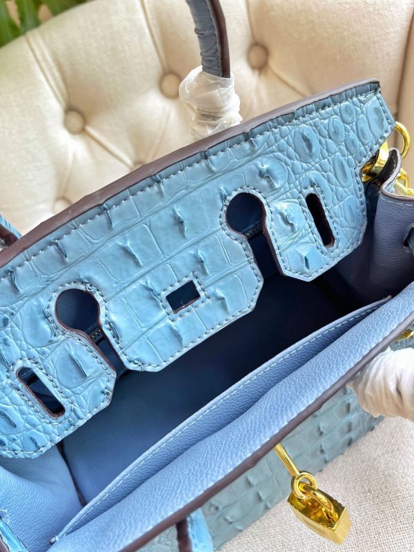 HERMES BIRKIN MINI CROCODILE BLUE 20CM