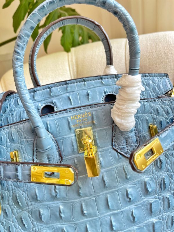 HERMES BIRKIN MINI CROCODILE BLUE 20CM