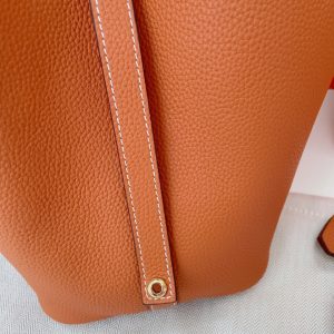 HERMES PICOTIN CLEMENCE GOLD HARDWARE BROWN 22CM