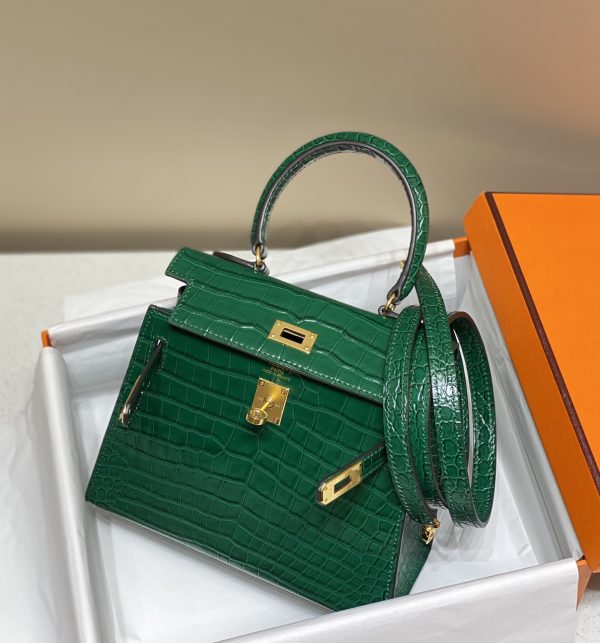 HERMES MINI KELLY K20 GOLD-TONED HARDWARE DARK GREEN 20CM