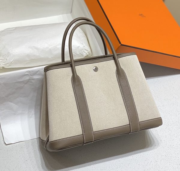 HERMES GARDEN PARTY 30 TOTE BAG DARK BEIGE 30CM