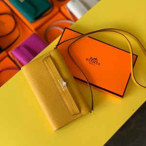 HERMES KELLY CLASSIQUE TO GO WALLET YELLOW