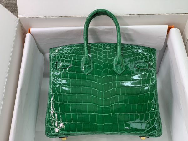 HERMES BIRKIN 30 CROCODILE GOLD-TONED HARDWARE DARK GREEN