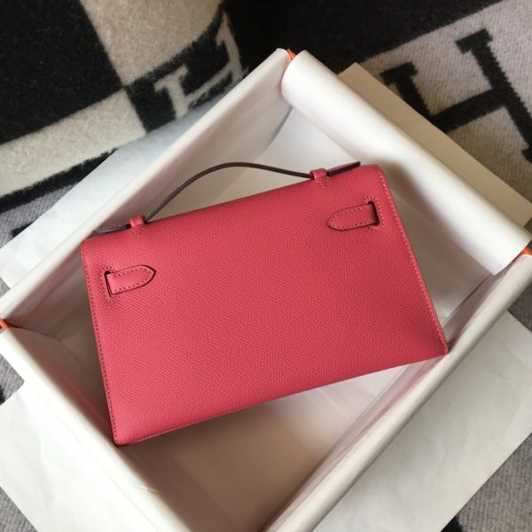 HERMES MINI KELLY POCHETTE GOLD TONED HARDWARE PINK 22CM