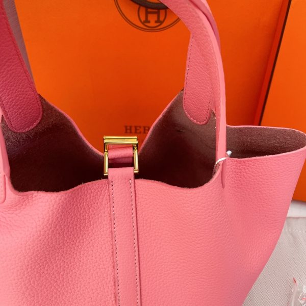 HERMES PICOTIN CLEMENCE GOLD HARDWARE PINK 22CM