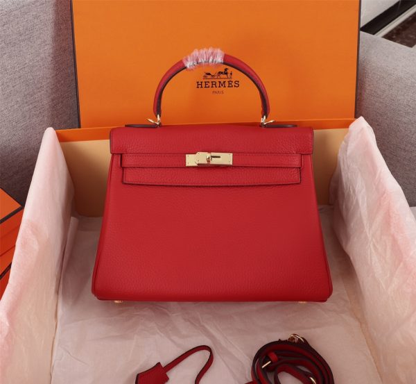 HERMES KELLY RED SELLIER ROUGE EPSOM GOLD HARDWARE 32CM