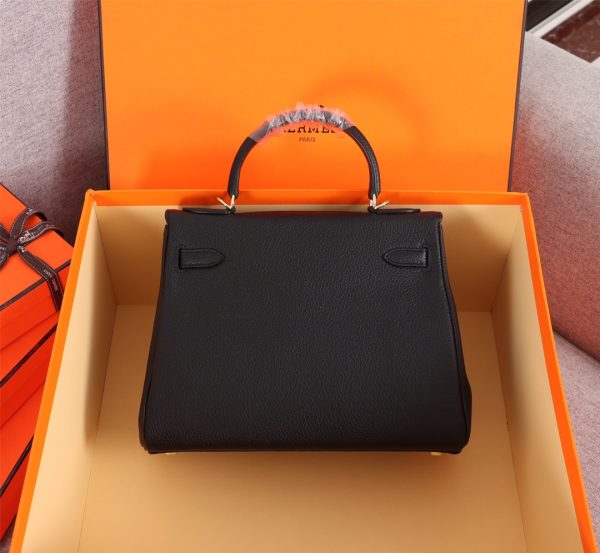 HERMES KELLY BLACK SELLIER ROUGE EPSOM GOLD HARDWARE 32CM