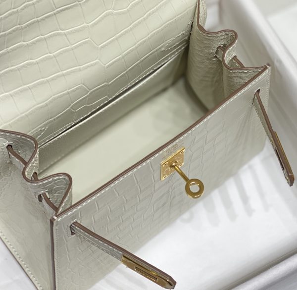 HERMES MINI KELLY K20 GOLD-TONED HARDWARE WHITE 20CM