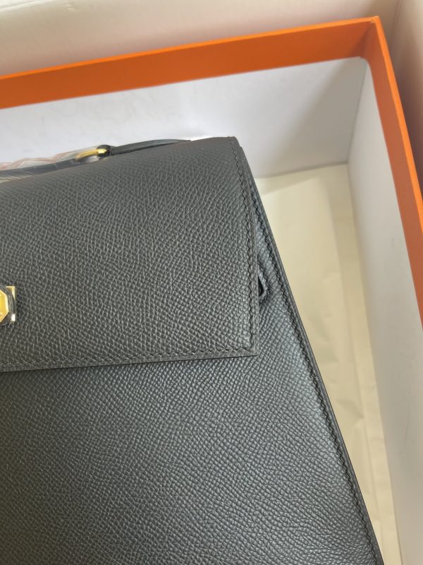 HERMES KELLY SELLIER EN DESORDRE EPSOM GOLD-TONED HARDWARE BLACK 25CM