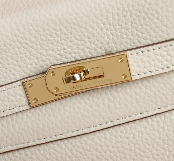 HERMES KELLY WHITE SELLIER ROUGE EPSOM GOLD HARDWARE 32CM