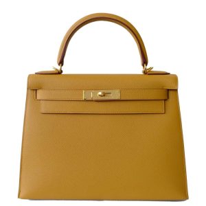 HERMES KELLY EPSOM 2S SESAME GOLD HARDWARE 25CM