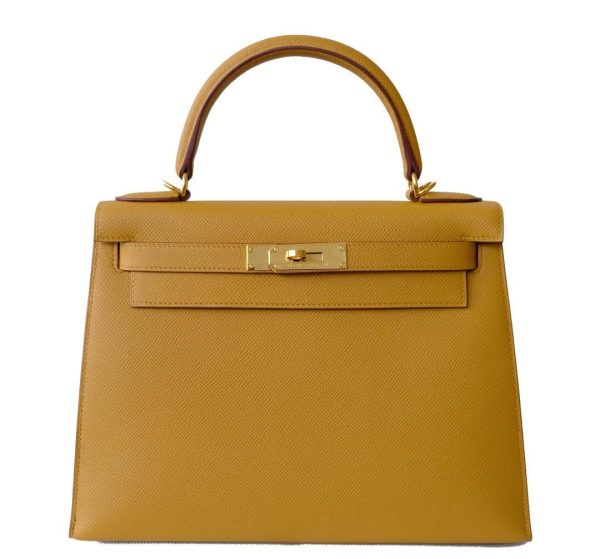 HERMES KELLY EPSOM 2S SESAME GOLD HARDWARE 25CM