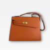 HERMES KELLY SELLIER EN DESORDRE EPSOM GOLD-TONED HARDWARE ORANGE 25CM