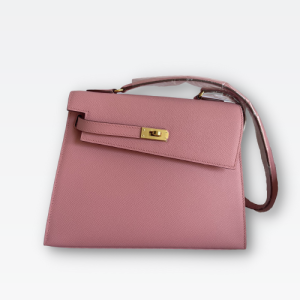 HERMES KELLY SELLIER EN DESORDRE EPSOM GOLD-TONED HARDWARE PINK 25CM