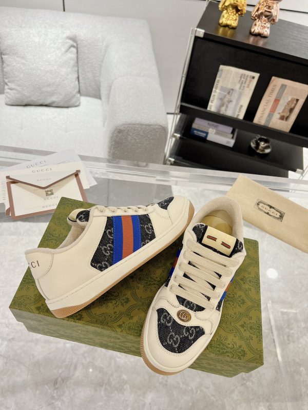 Gucci Beige & Blue Screener Trainers