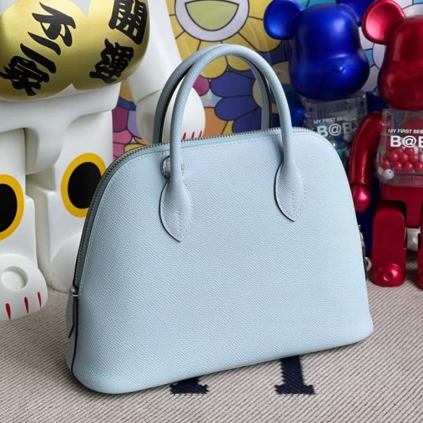 HERMES BOLIDE EPSOM T0 BLUE MIST SILVER HARDWARE 25CM