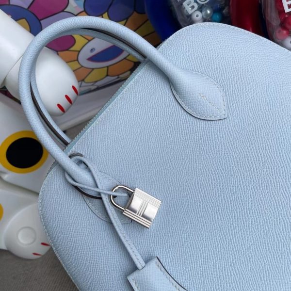 HERMES BOLIDE EPSOM T0 BLUE MIST SILVER HARDWARE 25CM