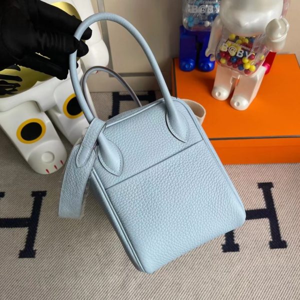 HERMES LINDY CLEMENCE 7N LIGHT BLUE SILVER HARDWARE 26CM