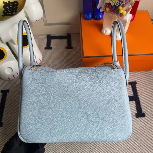 HERMES LINDY CLEMENCE 7N LIGHT BLUE SILVER HARDWARE 26CM