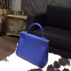 HERMES KELLY 25  GOLD HARDWARE EPSOM LEATHER BLUE ELECTRIC