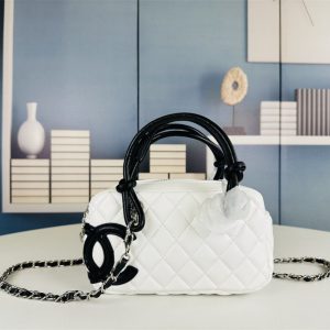 CHANEL Cambon line Shoulder Bag A25171 Bowling bag White lambskin Women