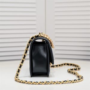 Chanel Quilted Wallet on Chain WOC Adjustable Chain Black Lambskin Aged Gold Hardware 22K