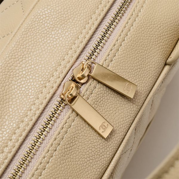 BEIGE QUILTED CAVIAR BOWLER SMALL