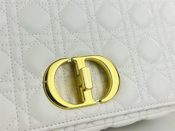 Dior Women Small Dior Caro Bag Supple Cannage Calfskin-white