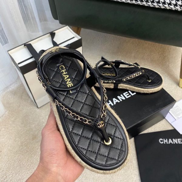 Chanel Lambskin Black Sandals