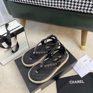 Chanel Lambskin Black Sandals