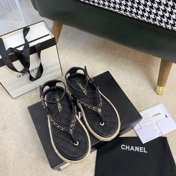 Chanel Lambskin Black Sandals