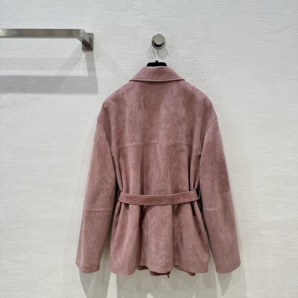 MIU MIU Suede Coat In Raspberry