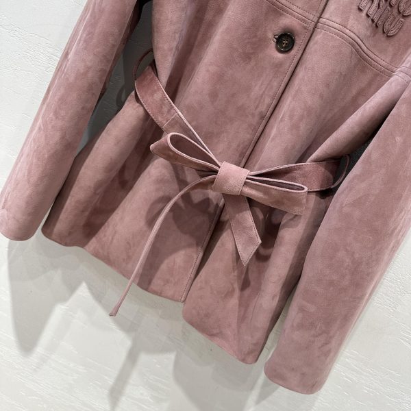 MIU MIU Suede Coat In Raspberry